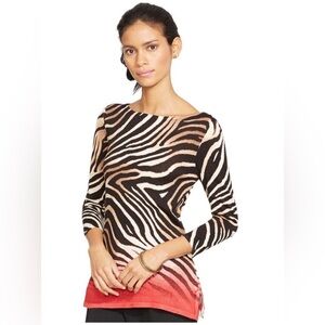Lauren Ralph Lauren Zebra Animal Print Linen Knit Top